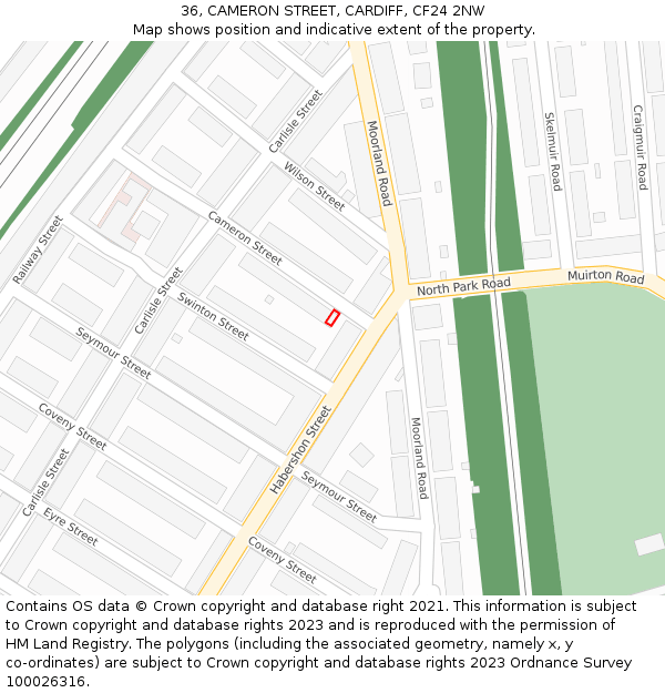 36, CAMERON STREET, CARDIFF, CF24 2NW: Location map and indicative extent of plot