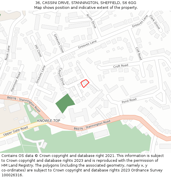 36, CASSINI DRIVE, STANNINGTON, SHEFFIELD, S6 6GG: Location map and indicative extent of plot