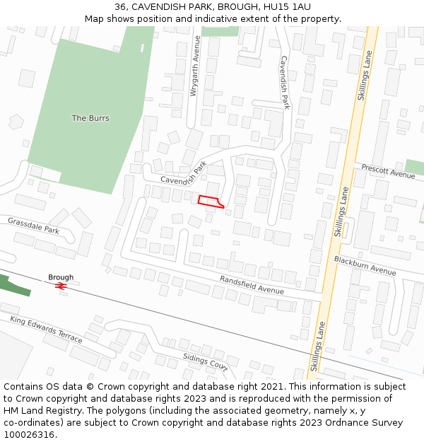 36, CAVENDISH PARK, BROUGH, HU15 1AU: Location map and indicative extent of plot
