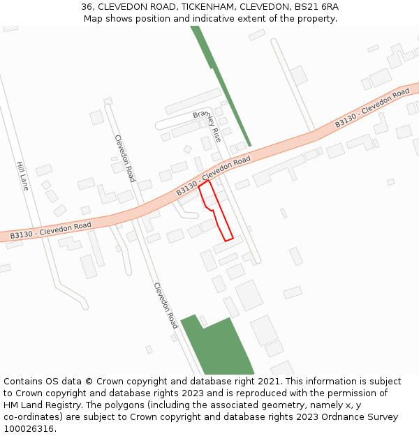 36, CLEVEDON ROAD, TICKENHAM, CLEVEDON, BS21 6RA: Location map and indicative extent of plot