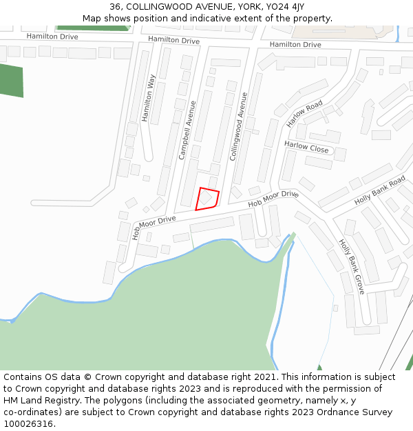 36, COLLINGWOOD AVENUE, YORK, YO24 4JY: Location map and indicative extent of plot