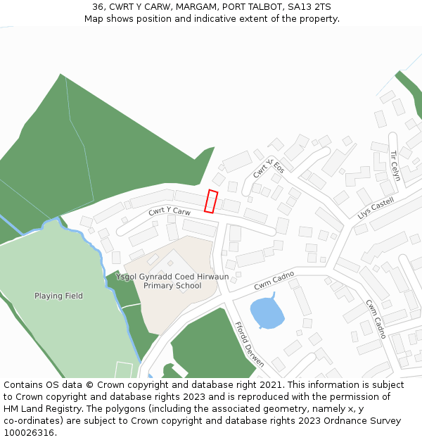 36, CWRT Y CARW, MARGAM, PORT TALBOT, SA13 2TS: Location map and indicative extent of plot