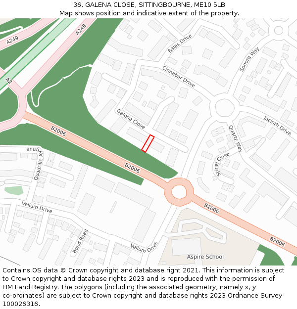 36, GALENA CLOSE, SITTINGBOURNE, ME10 5LB: Location map and indicative extent of plot