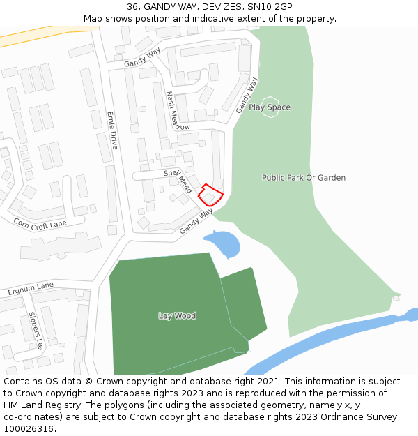 36, GANDY WAY, DEVIZES, SN10 2GP: Location map and indicative extent of plot