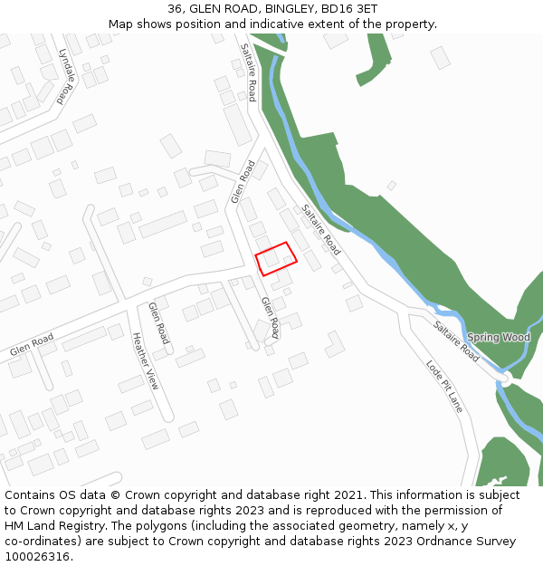 36, GLEN ROAD, BINGLEY, BD16 3ET: Location map and indicative extent of plot