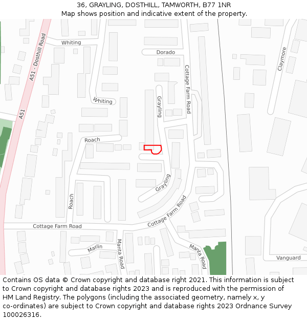 36, GRAYLING, DOSTHILL, TAMWORTH, B77 1NR: Location map and indicative extent of plot