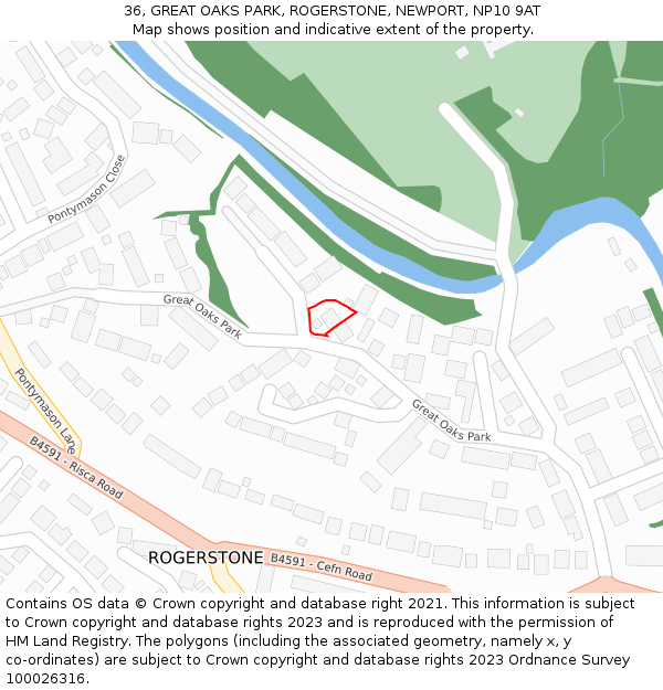 36, GREAT OAKS PARK, ROGERSTONE, NEWPORT, NP10 9AT: Location map and indicative extent of plot