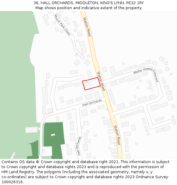 36, HALL ORCHARDS, MIDDLETON, KING'S LYNN, PE32 1RY: Location map and indicative extent of plot