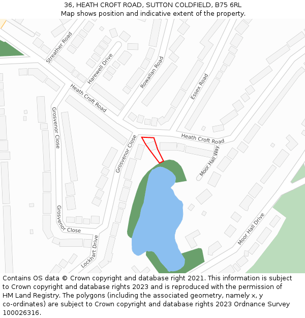 36, HEATH CROFT ROAD, SUTTON COLDFIELD, B75 6RL: Location map and indicative extent of plot