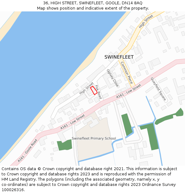 36, HIGH STREET, SWINEFLEET, GOOLE, DN14 8AQ: Location map and indicative extent of plot