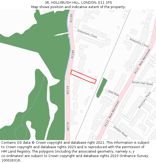 36, HOLLYBUSH HILL, LONDON, E11 1PS: Location map and indicative extent of plot