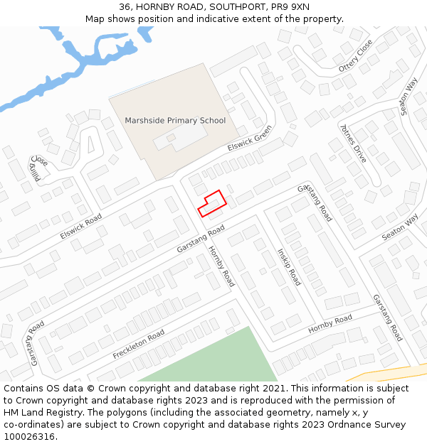 36, HORNBY ROAD, SOUTHPORT, PR9 9XN: Location map and indicative extent of plot