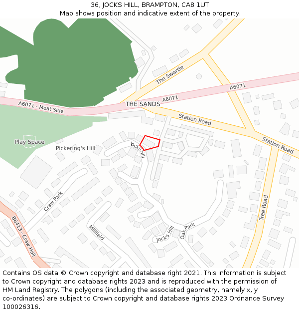 36, JOCKS HILL, BRAMPTON, CA8 1UT: Location map and indicative extent of plot