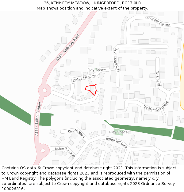 36, KENNEDY MEADOW, HUNGERFORD, RG17 0LR: Location map and indicative extent of plot