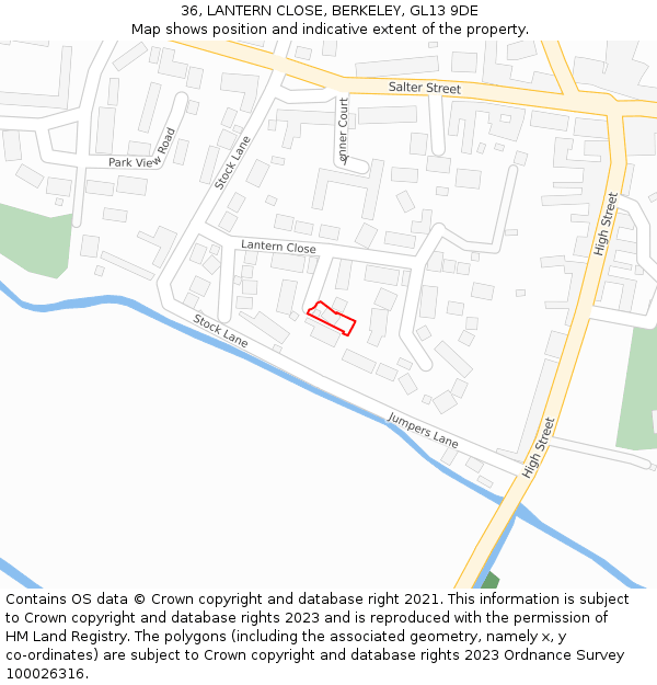 36, LANTERN CLOSE, BERKELEY, GL13 9DE: Location map and indicative extent of plot