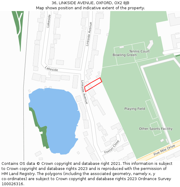 36, LINKSIDE AVENUE, OXFORD, OX2 8JB: Location map and indicative extent of plot