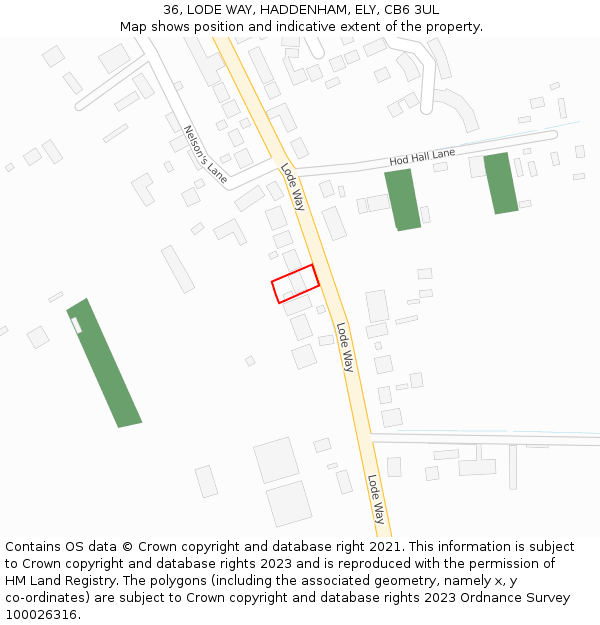 36, LODE WAY, HADDENHAM, ELY, CB6 3UL: Location map and indicative extent of plot