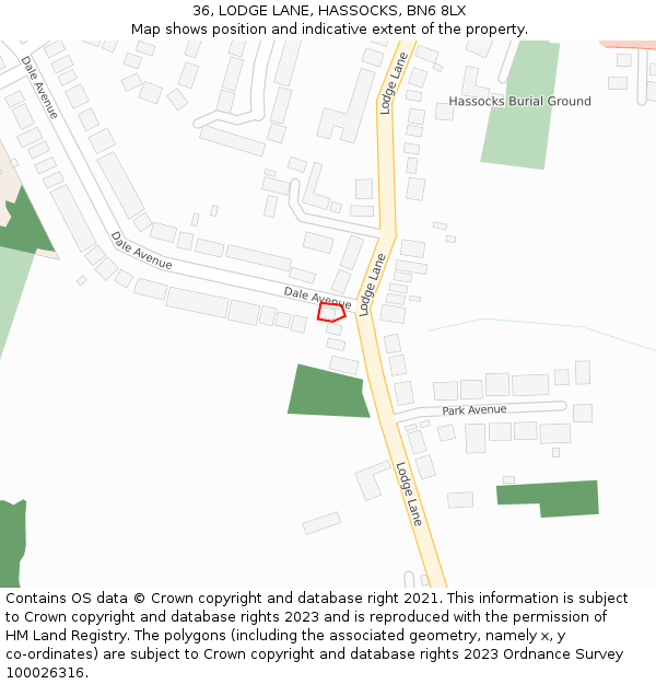 36, LODGE LANE, HASSOCKS, BN6 8LX: Location map and indicative extent of plot