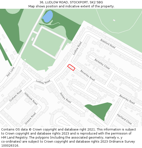 36, LUDLOW ROAD, STOCKPORT, SK2 5BG: Location map and indicative extent of plot
