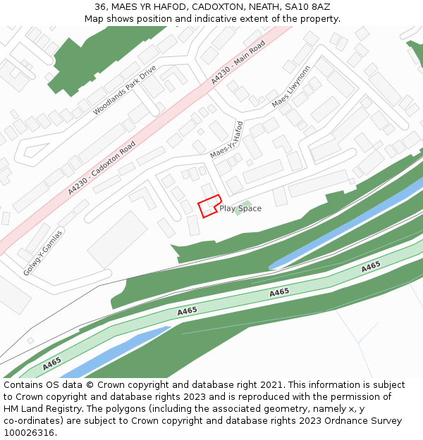 36, MAES YR HAFOD, CADOXTON, NEATH, SA10 8AZ: Location map and indicative extent of plot