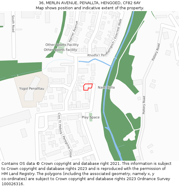 36, MERLIN AVENUE, PENALLTA, HENGOED, CF82 6AY: Location map and indicative extent of plot