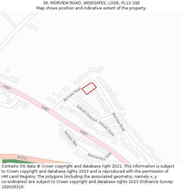 36, MORVIEW ROAD, WIDEGATES, LOOE, PL13 1QE: Location map and indicative extent of plot