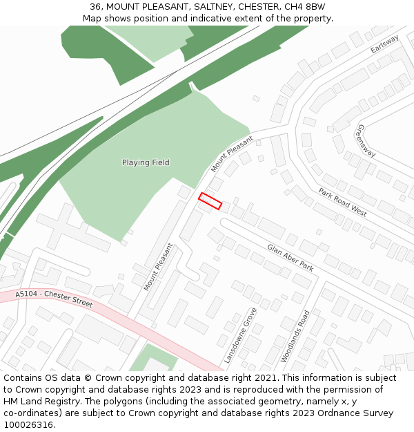 36, MOUNT PLEASANT, SALTNEY, CHESTER, CH4 8BW: Location map and indicative extent of plot