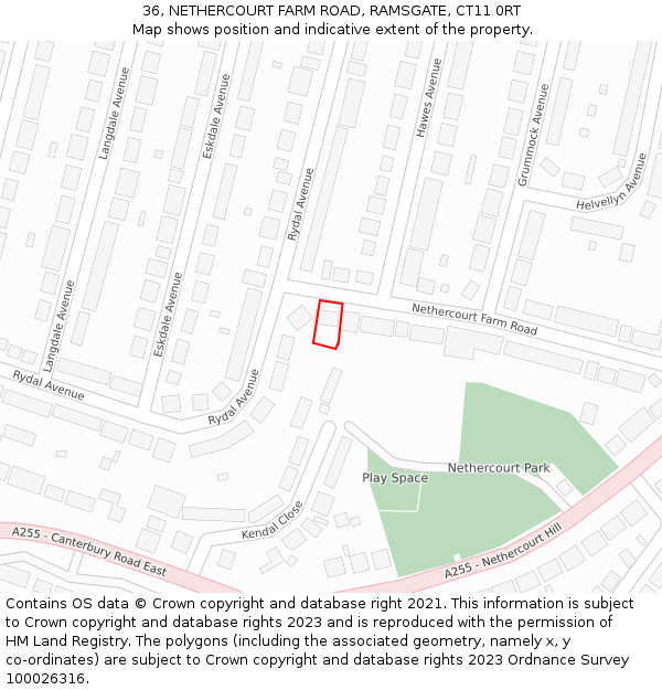 36, NETHERCOURT FARM ROAD, RAMSGATE, CT11 0RT: Location map and indicative extent of plot