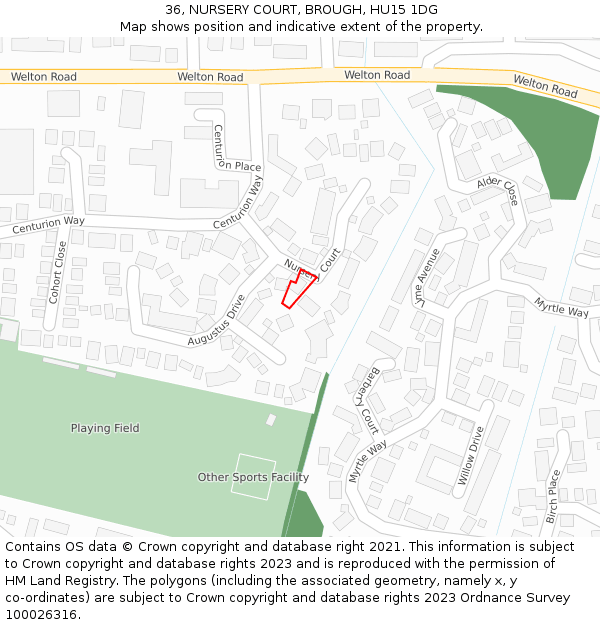 36, NURSERY COURT, BROUGH, HU15 1DG: Location map and indicative extent of plot