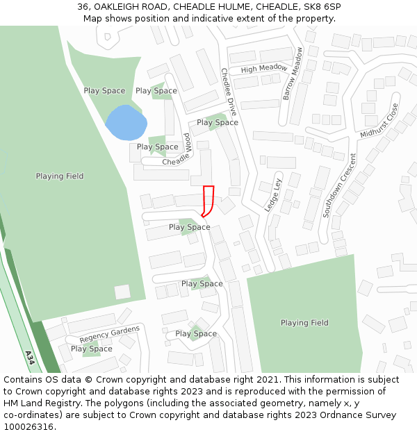 36, OAKLEIGH ROAD, CHEADLE HULME, CHEADLE, SK8 6SP: Location map and indicative extent of plot