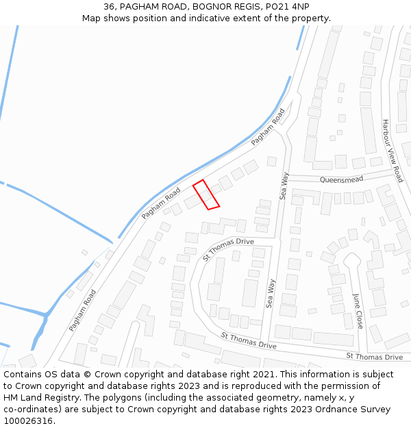 36, PAGHAM ROAD, BOGNOR REGIS, PO21 4NP: Location map and indicative extent of plot