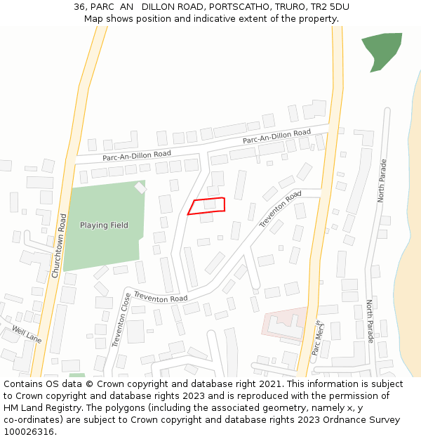 36, PARC  AN   DILLON ROAD, PORTSCATHO, TRURO, TR2 5DU: Location map and indicative extent of plot