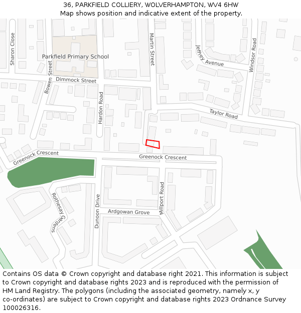 36, PARKFIELD COLLIERY, WOLVERHAMPTON, WV4 6HW: Location map and indicative extent of plot