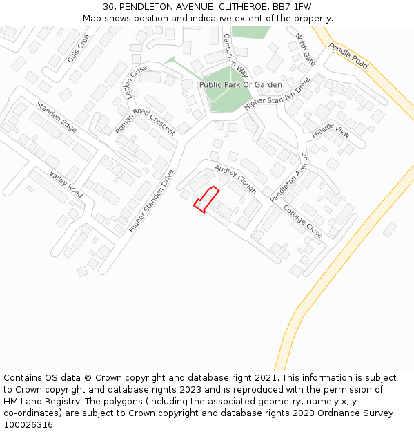 36, PENDLETON AVENUE, CLITHEROE, BB7 1FW: Location map and indicative extent of plot