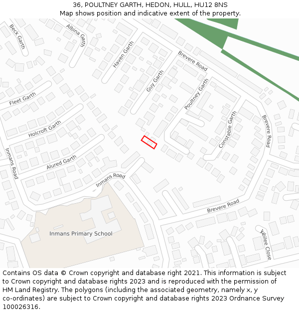 36, POULTNEY GARTH, HEDON, HULL, HU12 8NS: Location map and indicative extent of plot