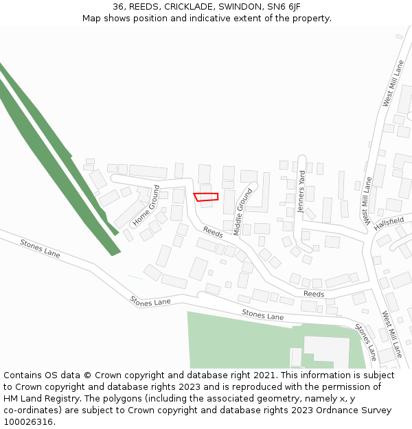 36, REEDS, CRICKLADE, SWINDON, SN6 6JF: Location map and indicative extent of plot