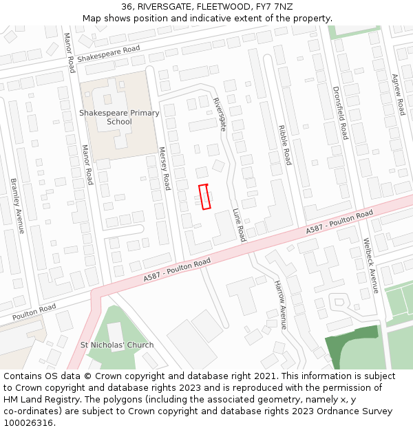 36, RIVERSGATE, FLEETWOOD, FY7 7NZ: Location map and indicative extent of plot