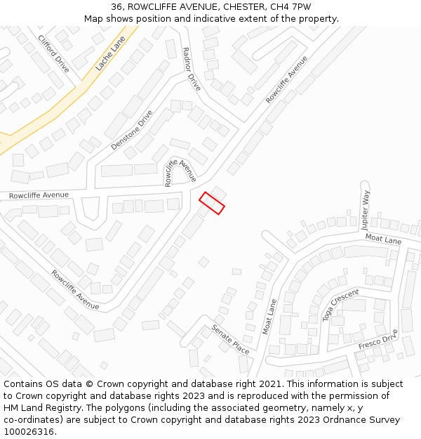 36, ROWCLIFFE AVENUE, CHESTER, CH4 7PW: Location map and indicative extent of plot