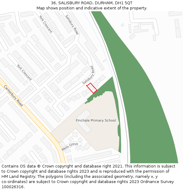 36, SALISBURY ROAD, DURHAM, DH1 5QT: Location map and indicative extent of plot