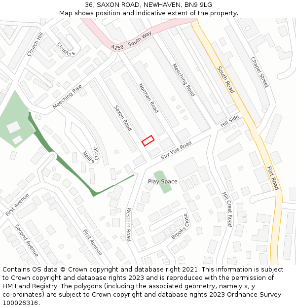 36, SAXON ROAD, NEWHAVEN, BN9 9LG: Location map and indicative extent of plot