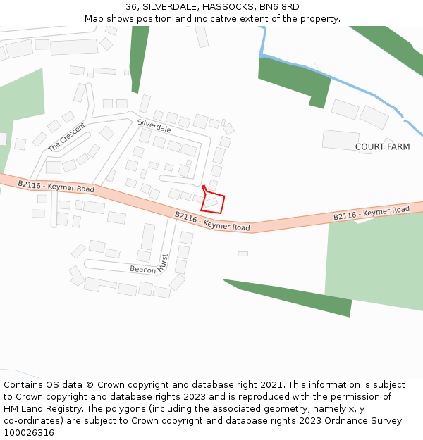 36, SILVERDALE, HASSOCKS, BN6 8RD: Location map and indicative extent of plot