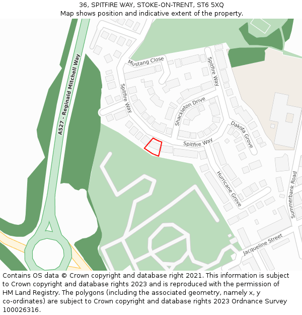 36, SPITFIRE WAY, STOKE-ON-TRENT, ST6 5XQ: Location map and indicative extent of plot