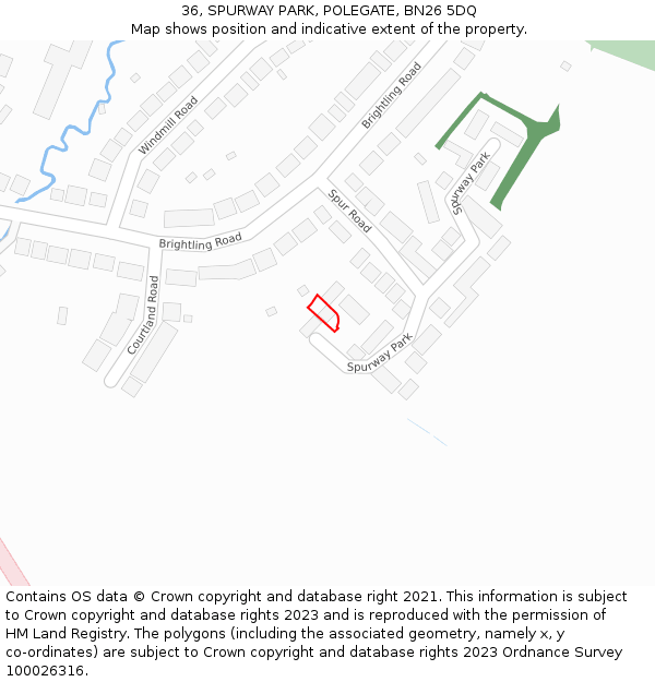 36, SPURWAY PARK, POLEGATE, BN26 5DQ: Location map and indicative extent of plot