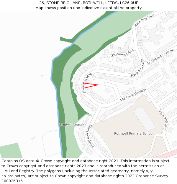 36, STONE BRIG LANE, ROTHWELL, LEEDS, LS26 0UE: Location map and indicative extent of plot