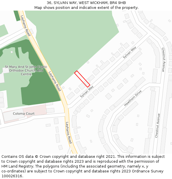 36, SYLVAN WAY, WEST WICKHAM, BR4 9HB: Location map and indicative extent of plot