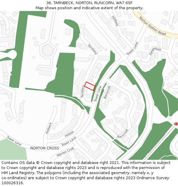 36, TARNBECK, NORTON, RUNCORN, WA7 6SF: Location map and indicative extent of plot