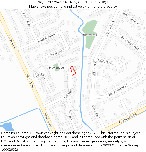 36, TEGID WAY, SALTNEY, CHESTER, CH4 8QR: Location map and indicative extent of plot