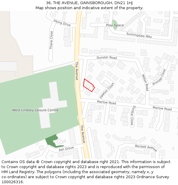 36, THE AVENUE, GAINSBOROUGH, DN21 1HJ: Location map and indicative extent of plot