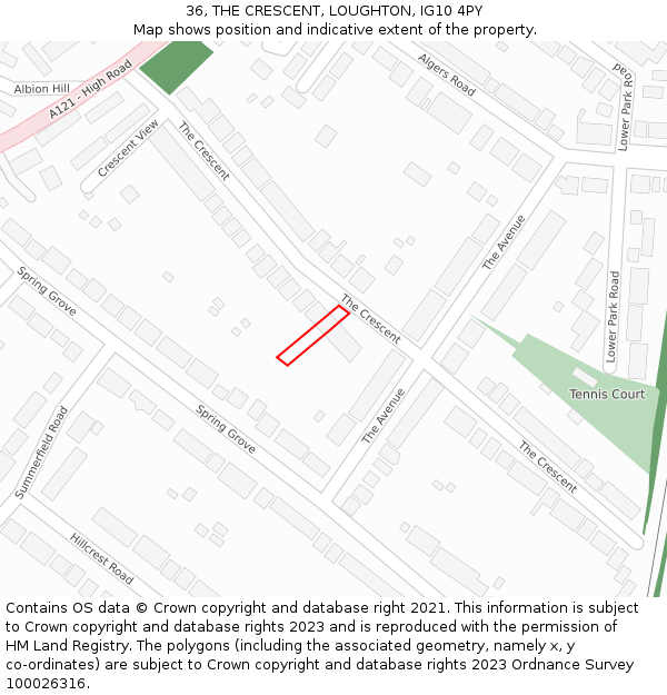 36, THE CRESCENT, LOUGHTON, IG10 4PY: Location map and indicative extent of plot