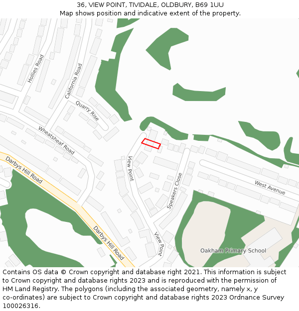 36, VIEW POINT, TIVIDALE, OLDBURY, B69 1UU: Location map and indicative extent of plot